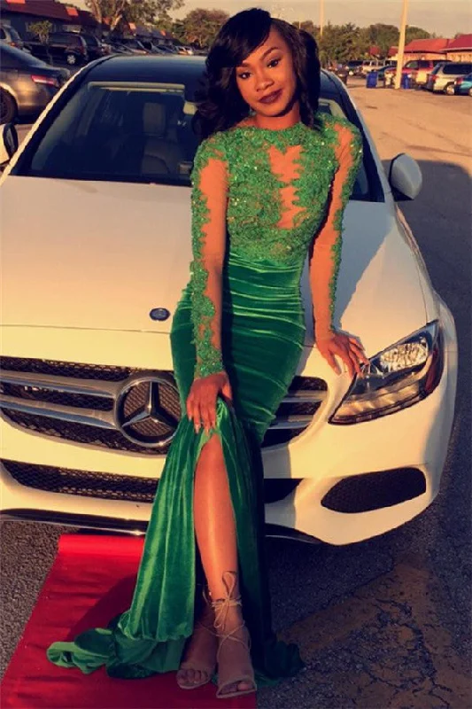 Long Sleeve Velvet Green Evening Gown Sexy Court Train Prom Party Dress DN011 Tunics Wedding white Long Sleeve Velvet Green Evening Gown Sexy Court Train Prom Party Dress DN011 Tunics Wedding white