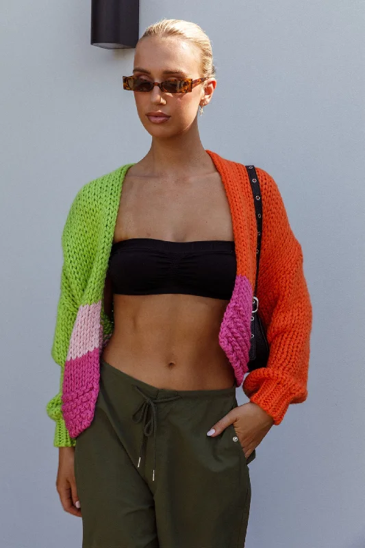 Neon Carnival Knit Cardigan Multi Elegant Classic Vintage