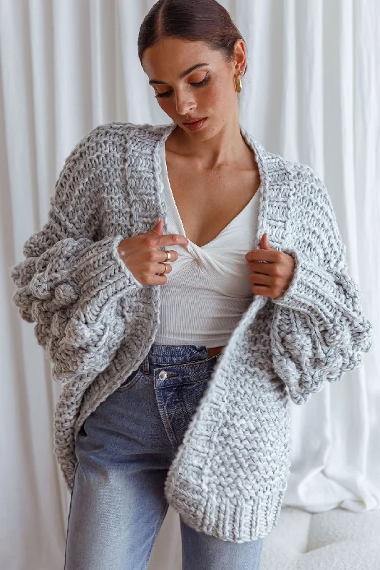 Moscow Chunky Knit Oversized Cardigan Marble Collared Crew Neck Turtle Neck