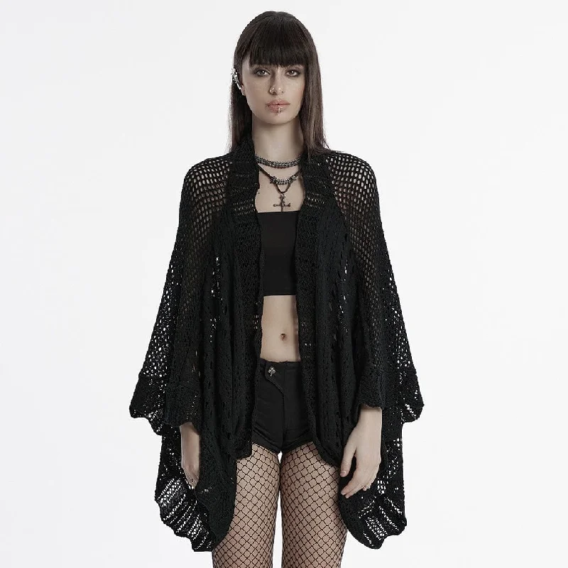 Women's Gothic Batwing Sleeved Knitted Cardigan Fitted Slim Tailored