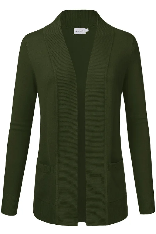 WOMEN'S OPEN FRONT KNIT LONG SLEEVE POCKETS SWEATER CARDIGAN Nylon Fabric Polyester Fabric Spandex Fabric WOMEN'S OPEN FRONT KNIT LONG SLEEVE POCKETS SWEATER CARDIGAN Nylon Fabric Polyester Fabric Spandex Fabric