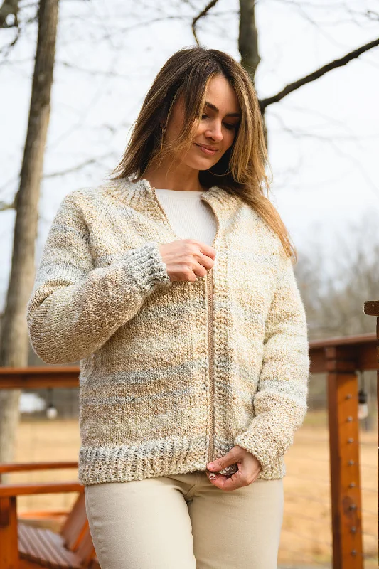 Knit Kit - Zip Front Neck Down Cardigan Long Cardigan Short Cardigan Medium Cardigan