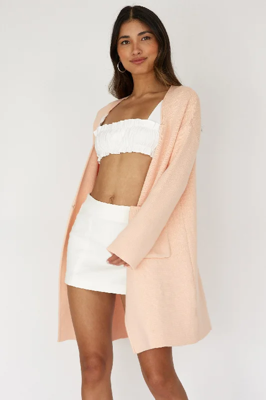 On Point Pocket Cardigan Pink Hooded Caped Shawl Collar