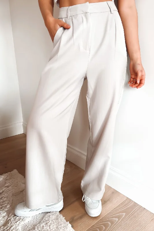Lucas Pant Stone Elegant Wool Trousers