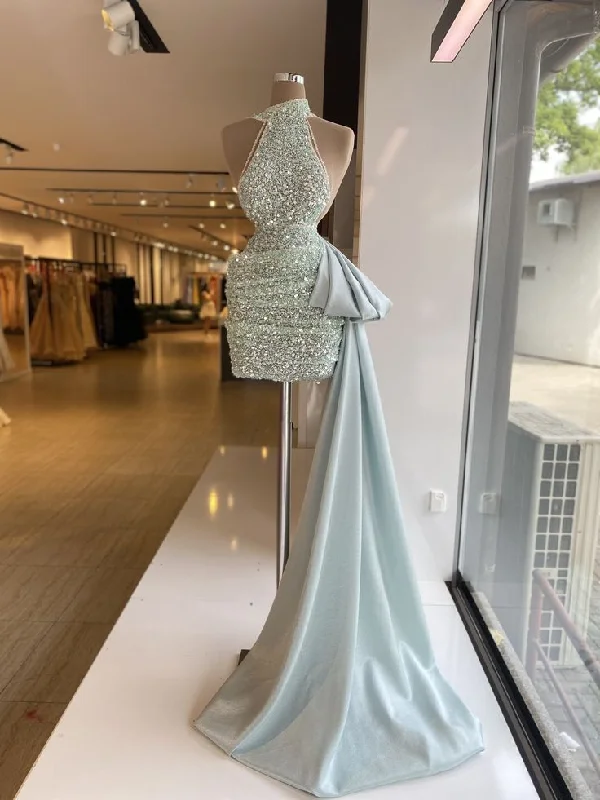 Green Fashion Shiny Sequin Long Short Prom Dress Evening Dress Party Dress gh3087 Tunics Essential wardrobe Green Fashion Shiny Sequin Long Short Prom Dress Evening Dress Party Dress gh3087 Tunics Essential wardrobe