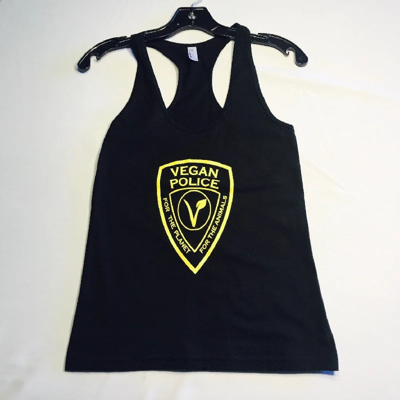 Vegan Police Womens Tri-Blend Racerback Tank workout tank top