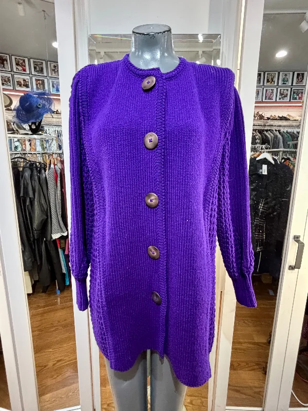 90’s Purple Knit Cardigan Rayon Fabric Velvet Fabric Corduroy Fabric