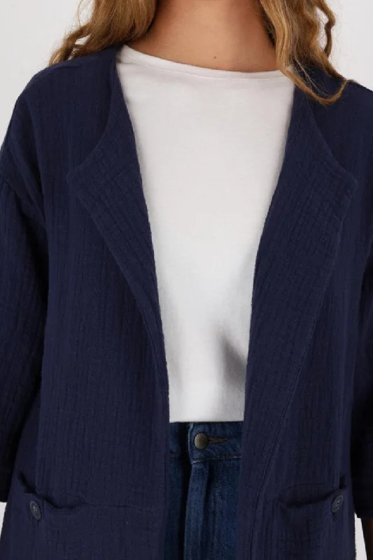 Mus & Bombon Uros Navy Jacket Print Jacket Jacquard Jacket Embroidered Jacket