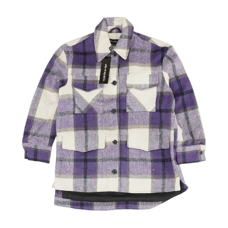 Purple Plaid Lightweight Jacket Anorak Shell Jacket Lightweight Jacket