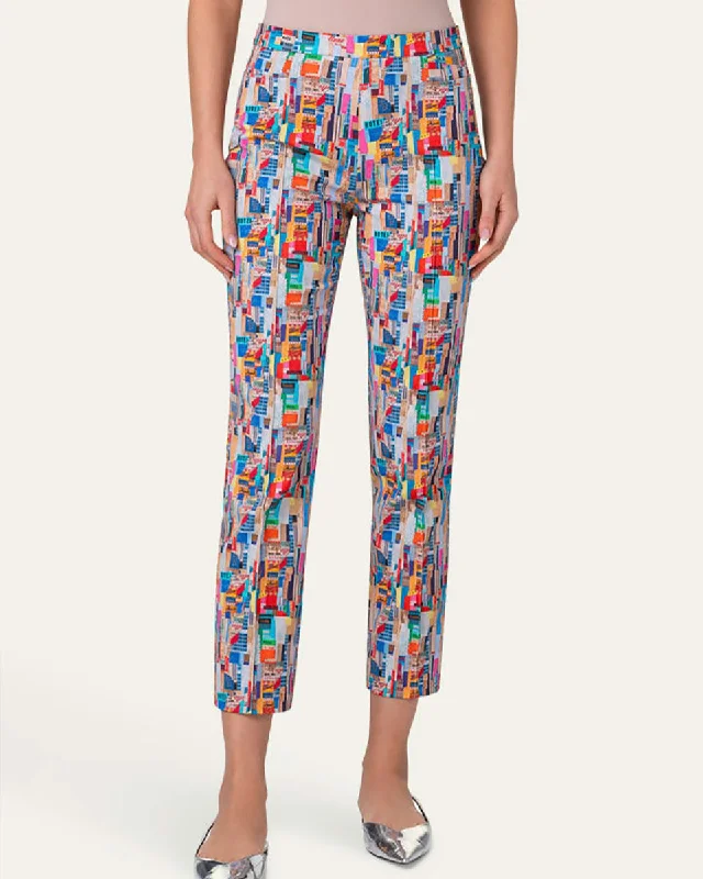 Franca NYC Paper Collage Stretch Denim Pants Sleek Black Pants