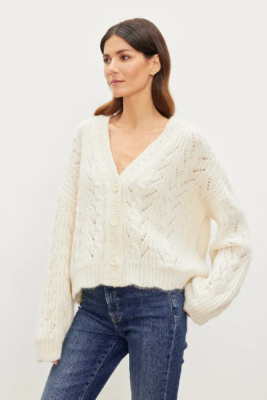ELISA ALPACA BLEND CARDIGAN Mesh Cardigan Canvas Denim