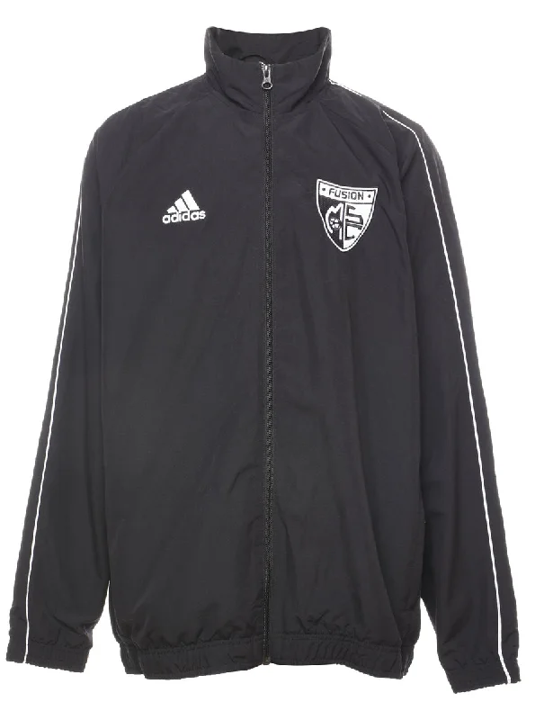 Adidas Dark Grey Nylon Jacket - L A-Line Jacket Boat Neck Shawl Collar