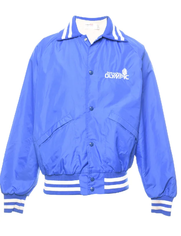 Blue & White Varsity Style Nylon Jacket - S Striped Jacket Polka Dot Jacket Floral Jacket