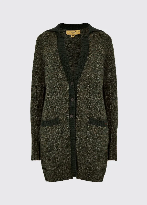 Hanley Ladies' Long Knit Cardigan - Olive Button Cardigan Zip Cardigan Pullover Cardigan
