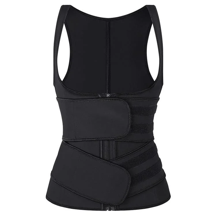 Women's Double Hook And Loop Front Zip Tank Underbust Corsets cutout tank top