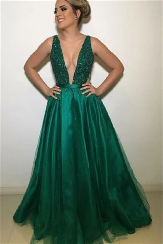 Sexy V-neck Tulle Sleeveless Prom Dresses | Straps Appliques Floor-length Party Dresses Tunics Recommended stylist Sexy V-neck Tulle Sleeveless Prom Dresses | Straps Appliques Floor-length Party Dresses Tunics Recommended stylist