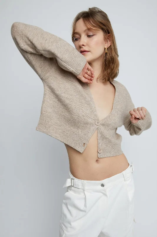CROPPED CARDIGAN Chenille Fabric Brocade Fabric Lace Fabric