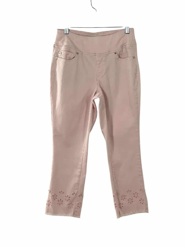 Belle by Kim Gravel Size 2P Light Pink Embroidered Pants Stylish Elastic Waist Pants