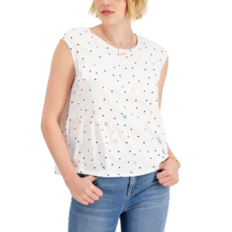 STYLE & CO. -  Dot-Print Tiered Tank Top print tank top