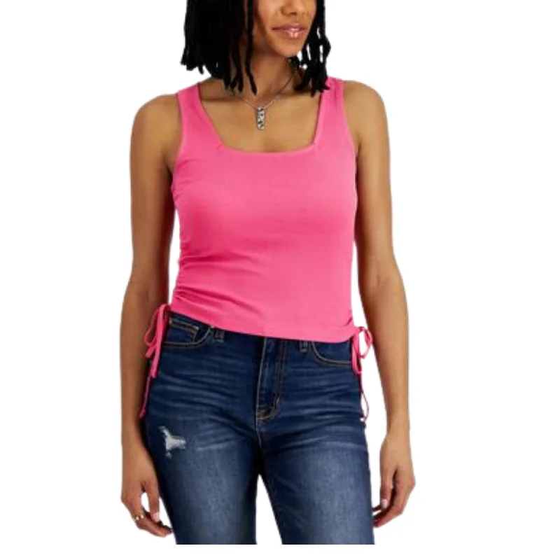 HOOKED UP - Ruched Side Tie Tank Top//DUPLICATE glitter tank top