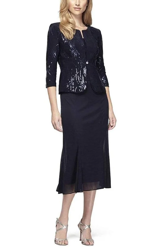 Alex Evenings - 196267 Chiffon Dress with Sequin Embellished Jacket Jacket Blazer Coat