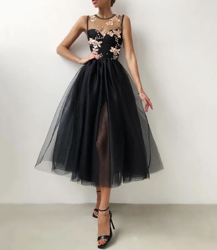 LACK TULLE LACE SHORT PROM DRESS PARTY DRESS  gh2340 Tunics Ceremony elegant