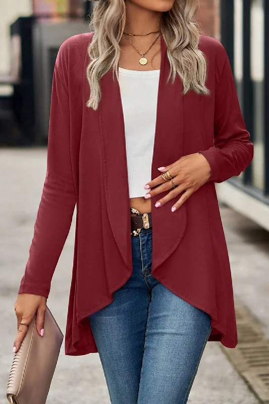 WOMEN LIGHTWEIGHT FLUTTER OPEN FRONT CARDIGAN Fitted Loose Oversized