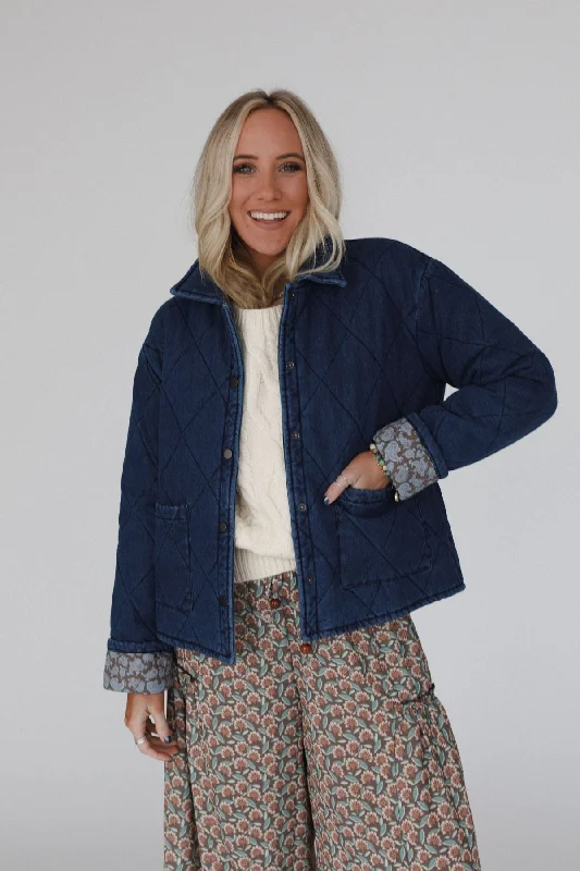 Echo Canyon Quilted Jacket - Dark Denim Chenille Jacket Brocade Jacket Lace Jacket
