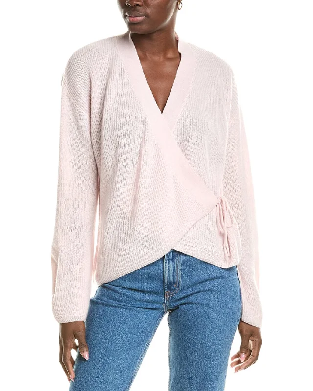 Brodie Cashmere Wool & Cashmere-Blend Ribbed Wrap Cardigan Zippered Front Buttoned Front Snap Front