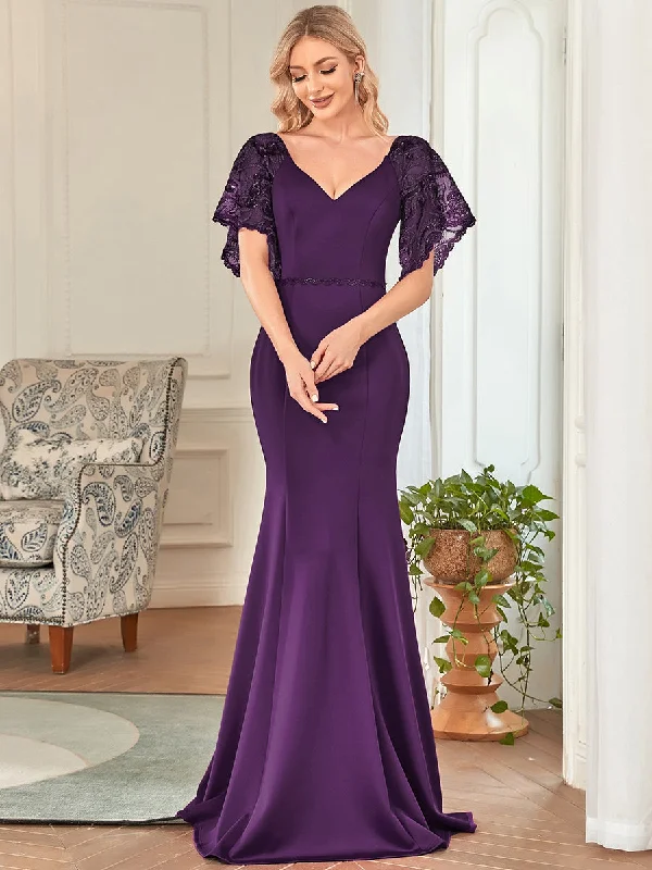 Sexy Maxi Long Deep V Neck Wholesale Party Dress With Flare Sleeves Tunics Leisure comfortable