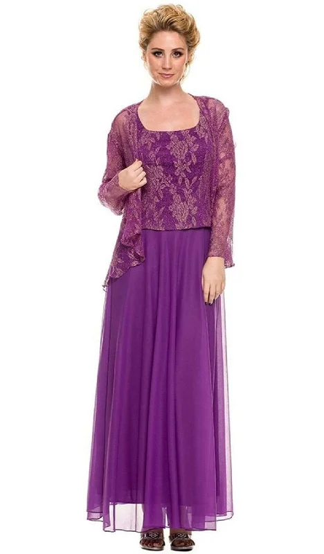 Nox Anabel - 5076 Lace Dress with Sheer Jacket Lace Jacket Ribbed Jacket Sequined Jacket