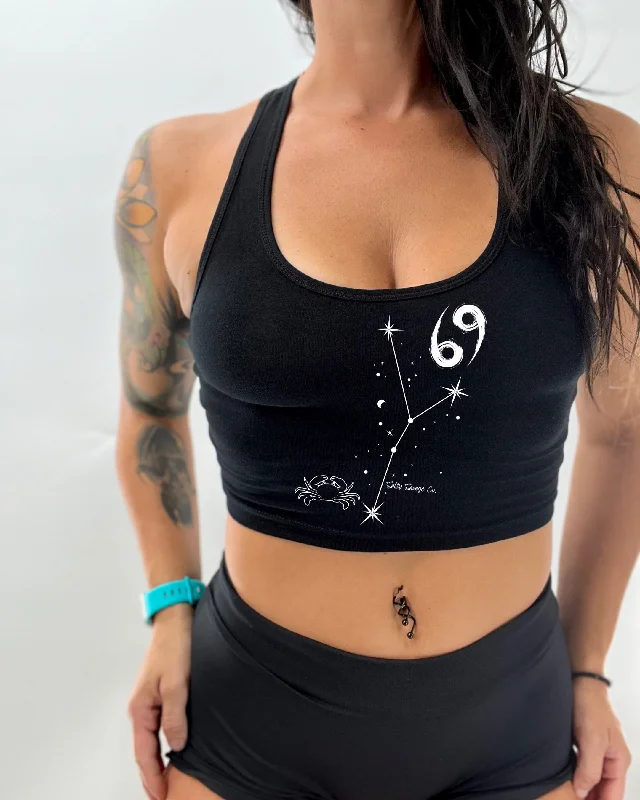 Ladies “Cancer” Racerback Crop Tank | Zodiac Collection soft pink tank