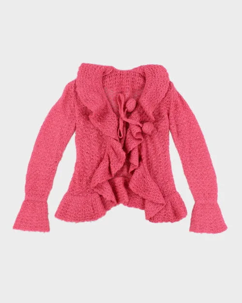 Y2k 00s Pink Knit Cardigan - S Soft Cozy Warm