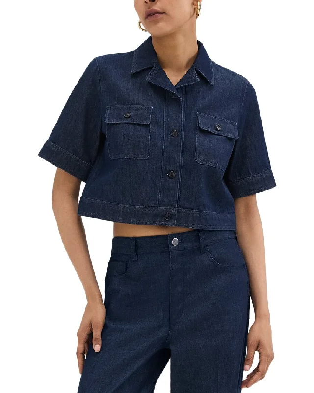 Theory Denim Boxy Jacket Trench Coat Raincoat Waterproof Jacket