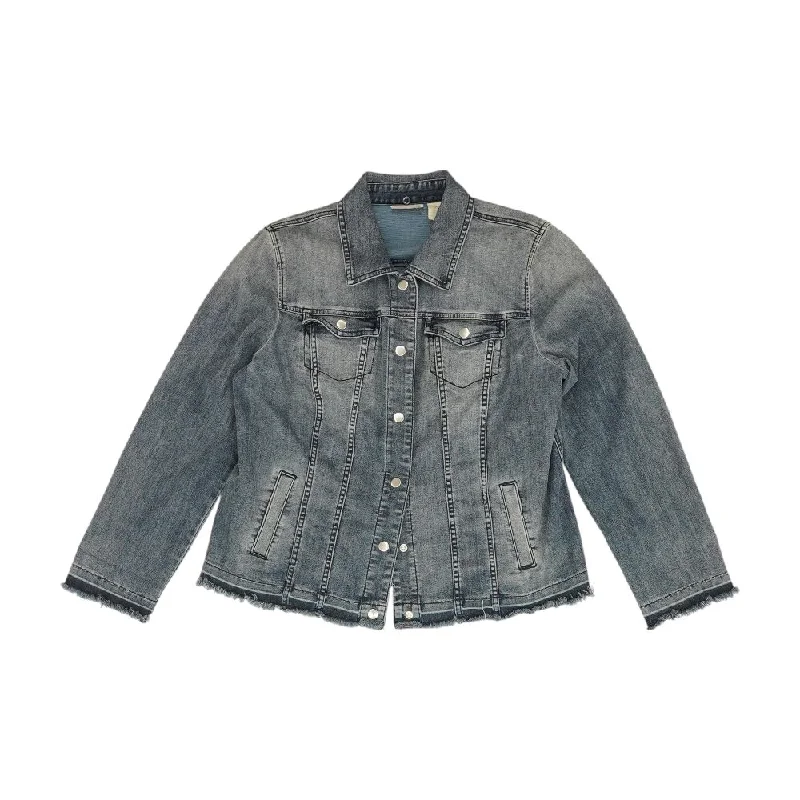 Blue Solid Denim Jacket Appliqued Jacket Beaded Jacket Sequined Jacket