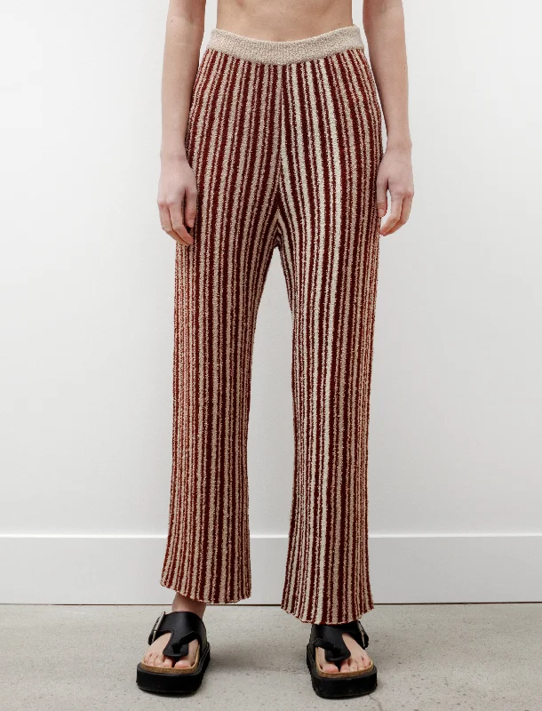 Jordiz Knit Pants Chocolate Stripe High-Waist Trousers
