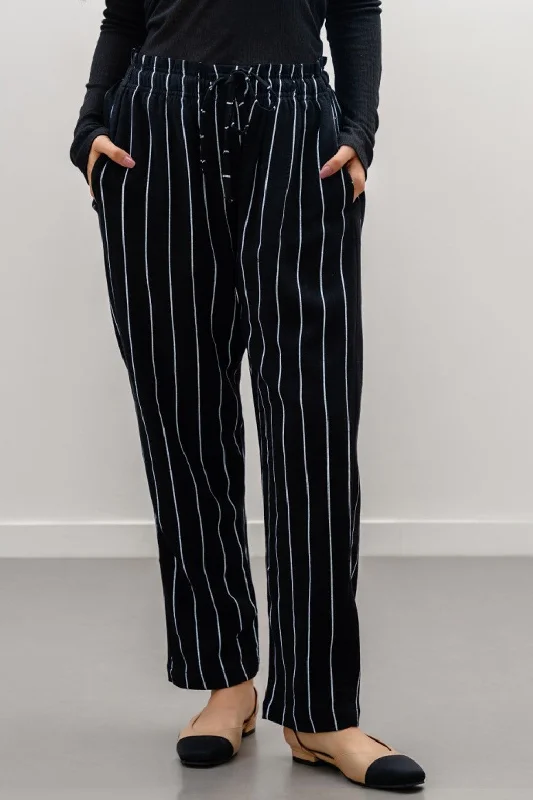 STRIPED PAPER BAG PANTS Modern Stretch Trousers