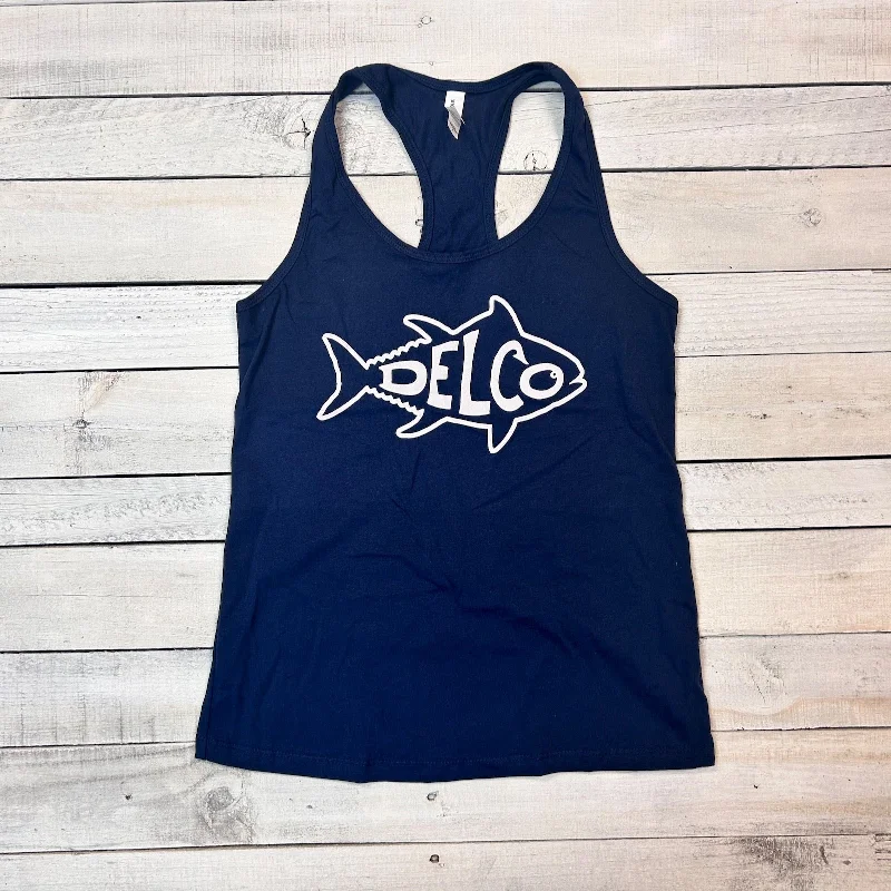 DELCO Tuna Navy Ladies Racerback Tank cute tank top