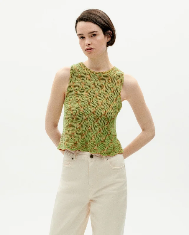 Aura Knitted Tank Top Green long tank top