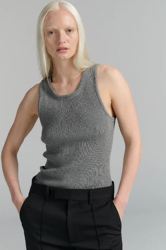 Ribbed Tank Top Grey scoop neck tank