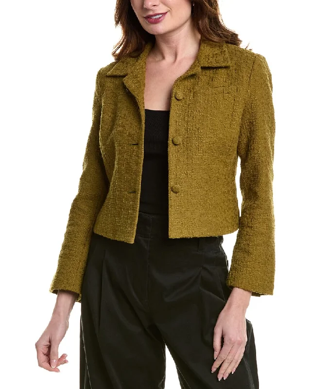 Proenza Schouler White Label Quinn Tweed Jacket Stand-Up Collar Roll-Neck Collar Turtle Neck