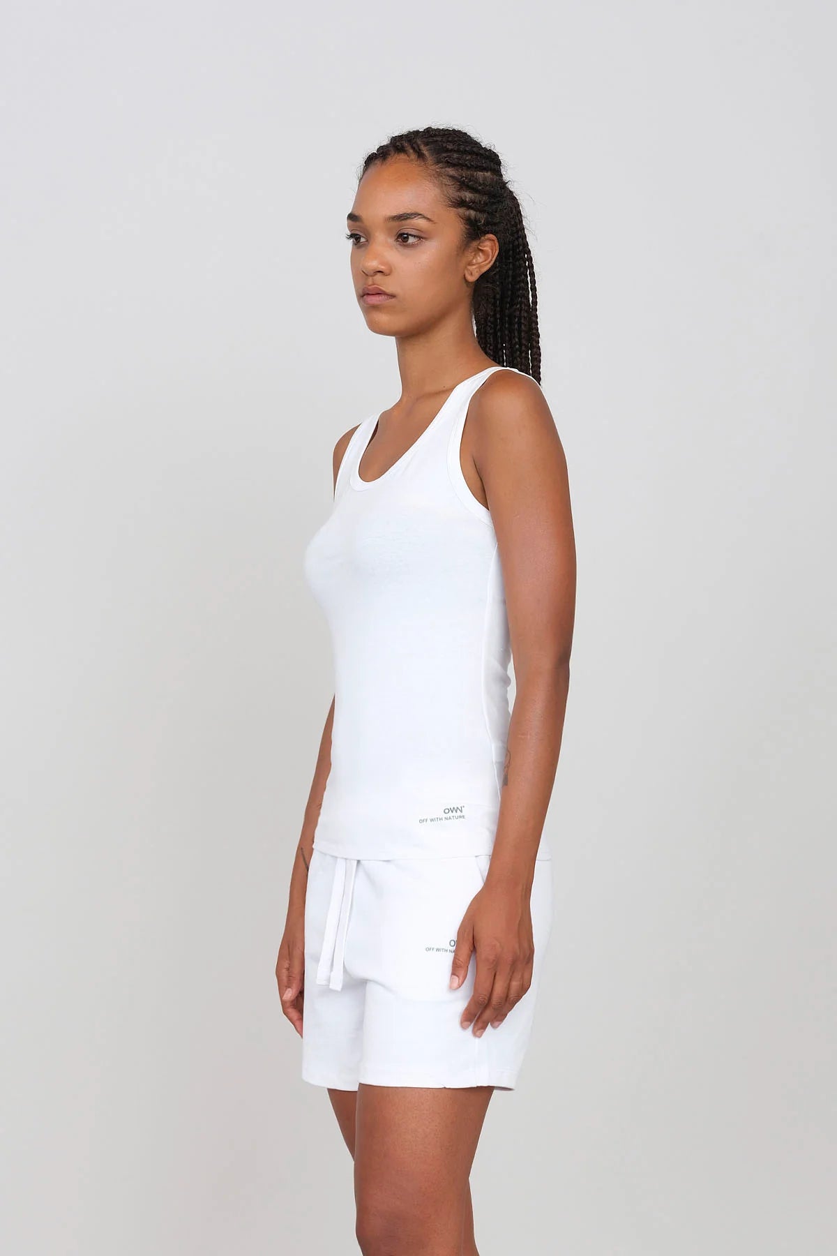 Women's Stretchy Tank Top White low neck tank