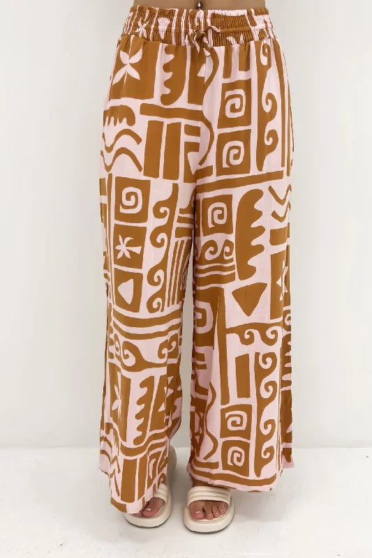 Quincy Pant Pink Orange Laluna Stylish Casual Pants