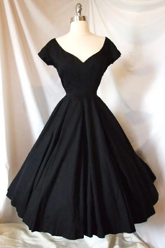 A Line Black Satin Cocktail Party Dresses, Homecoming Dress Tunics Chic fashionable