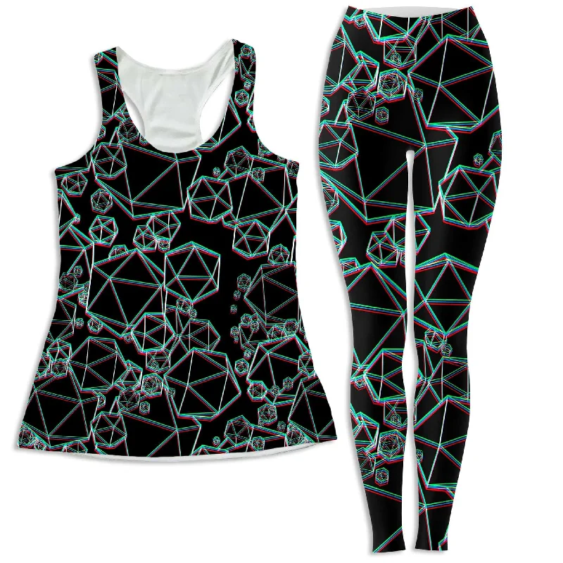 Icosahedron Madness Glitch Women's Tank and Leggings Combo soft pink tank