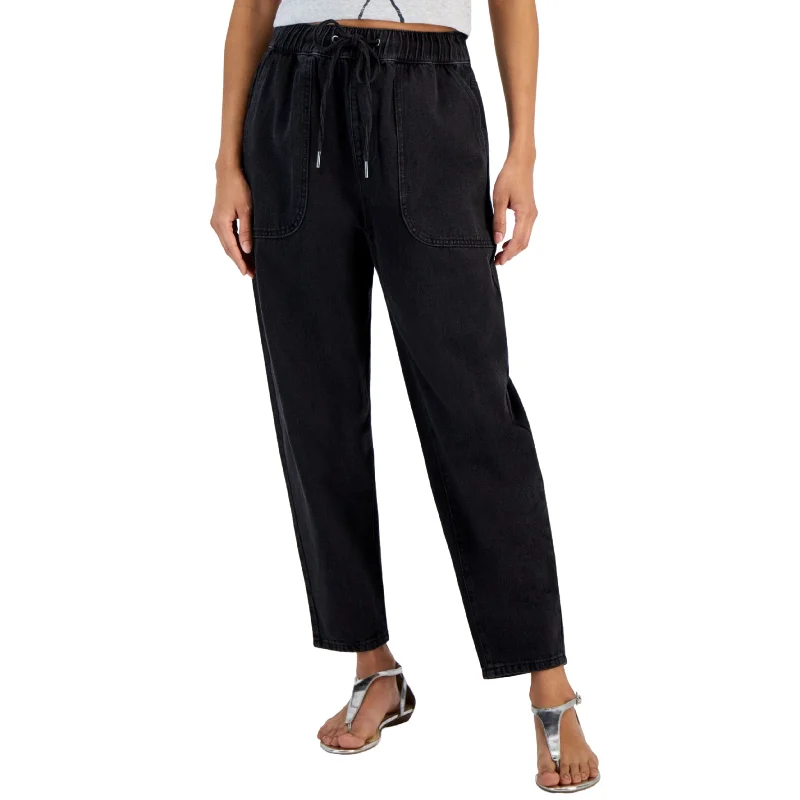 TINSELTOWN - Denim Drawstring Pants Fashionable Tapered Leg Pants