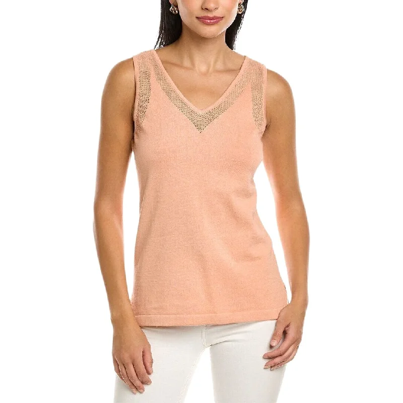 ANNE KLEIN - V-Neck Knit Tank Top halter tank top