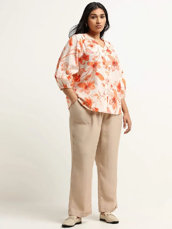 Gia Beige Mid Rise Straight Pants Chic Slim Fit Pants