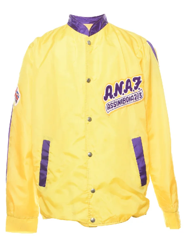 Yellow & Purple Vintage Varsity Jacket - M Denim Jacket Leather Jacket Suede Jacket