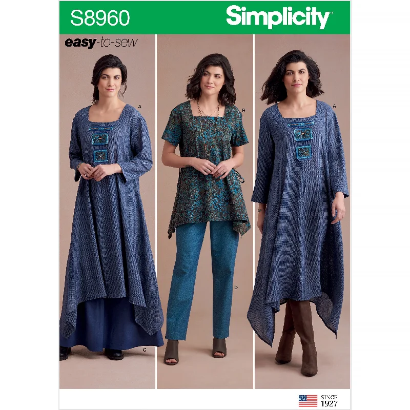 Simplicity Pattern 8960 Misses' Dress Or Tunic, Skirt and Pant Elegant Silk Pants